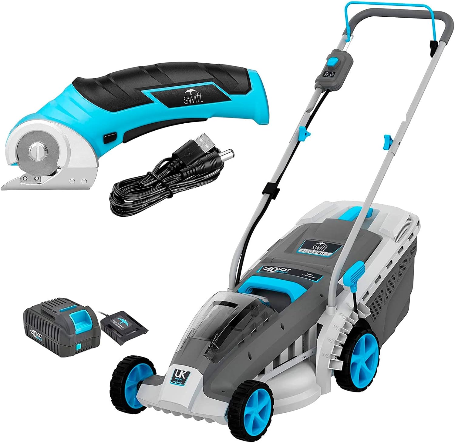 Cordless Lawn Mower, 18 Inch Lightweight Lawn Mower, 40V Lithium-ion Lawnmower w/Brushless Motor, 5 Cutting Heights Adjustable -Low Noise 2 in 1 Push Mower