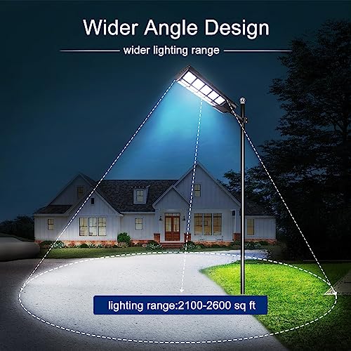 Solar Street Lights Outdoor: Dusk to Dawn Solar Parking Lot Lights with 3 Modes Motion Sensor Remote Control, Security Waterproof Commercial Solar Lights for Outside, Yard, Garage, Driveway