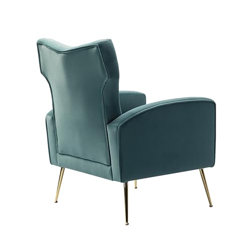 Blue Accent Chair in Living Room with Armchair with Scoop arm, Bedroom, Apartment, Studio, Office, Waiting Room. (Foam + Mid-Century Modern + Teal + Polyester + Primary Living Space)