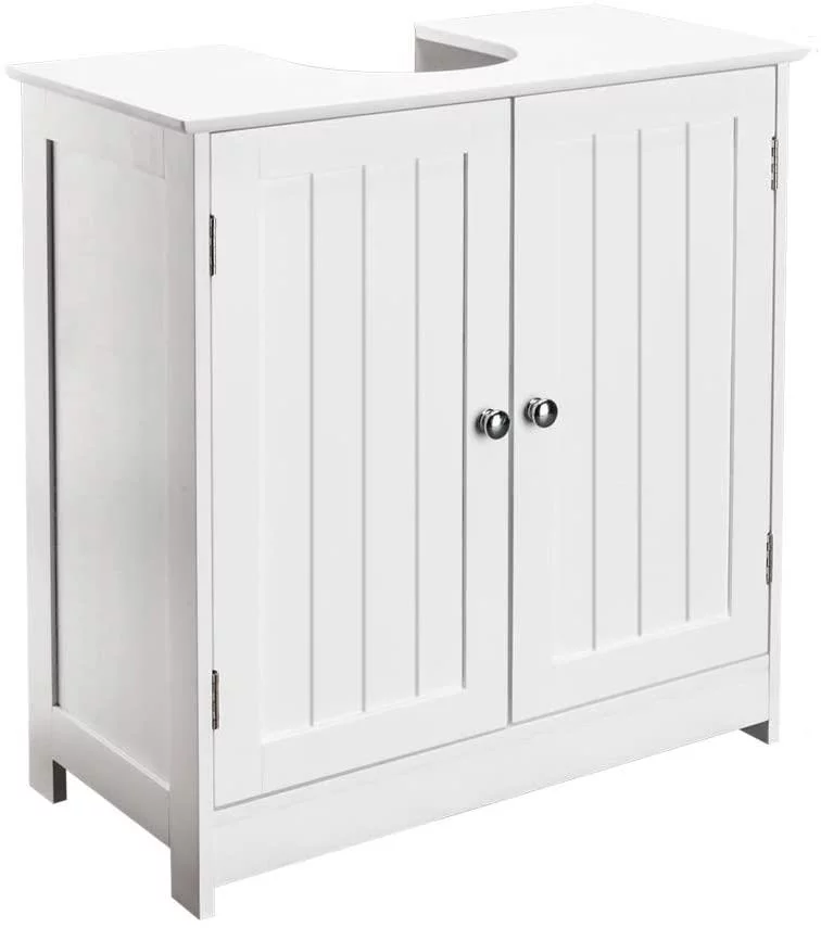 Pedestal Under Sink Storage Bathroom Vanity Cabinet Freestanding Space Saver Organizer with Shelves, White
