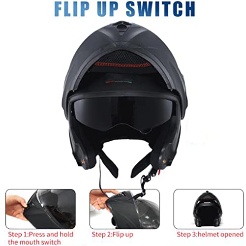 Motorcycle Bluetooth Modular Helmet DOT Approved Anti Fog Dual Visors Flip up Front Helmets Racing Full Face Motorbike Helmet with Big Tail Design Adult Men Women Crash Helmet 53-62CM