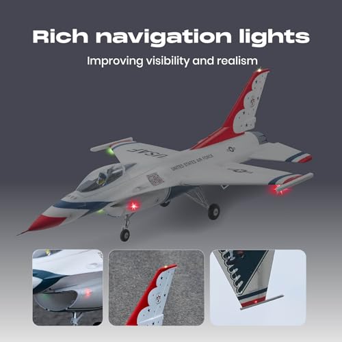 Fms Rc Planes for Adults EDF Jet Remote Control Airplane Fighting Falcon 64mm F16 Battlefield Gray 6 Channel Hobby Rc Airplanes PNP (No Radio, Battery, Charger)