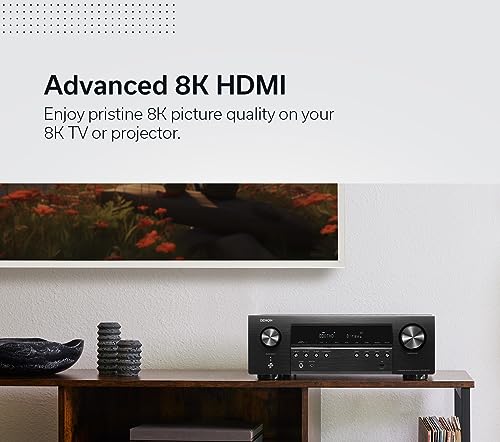 Denon AVR-S970H 8K Ultra HD 7.2 Channel (90Watt X 7) AV Receiver - Built for Gaming, Music Streaming, 3D Audio & Video, Alexa + HEOS, Black