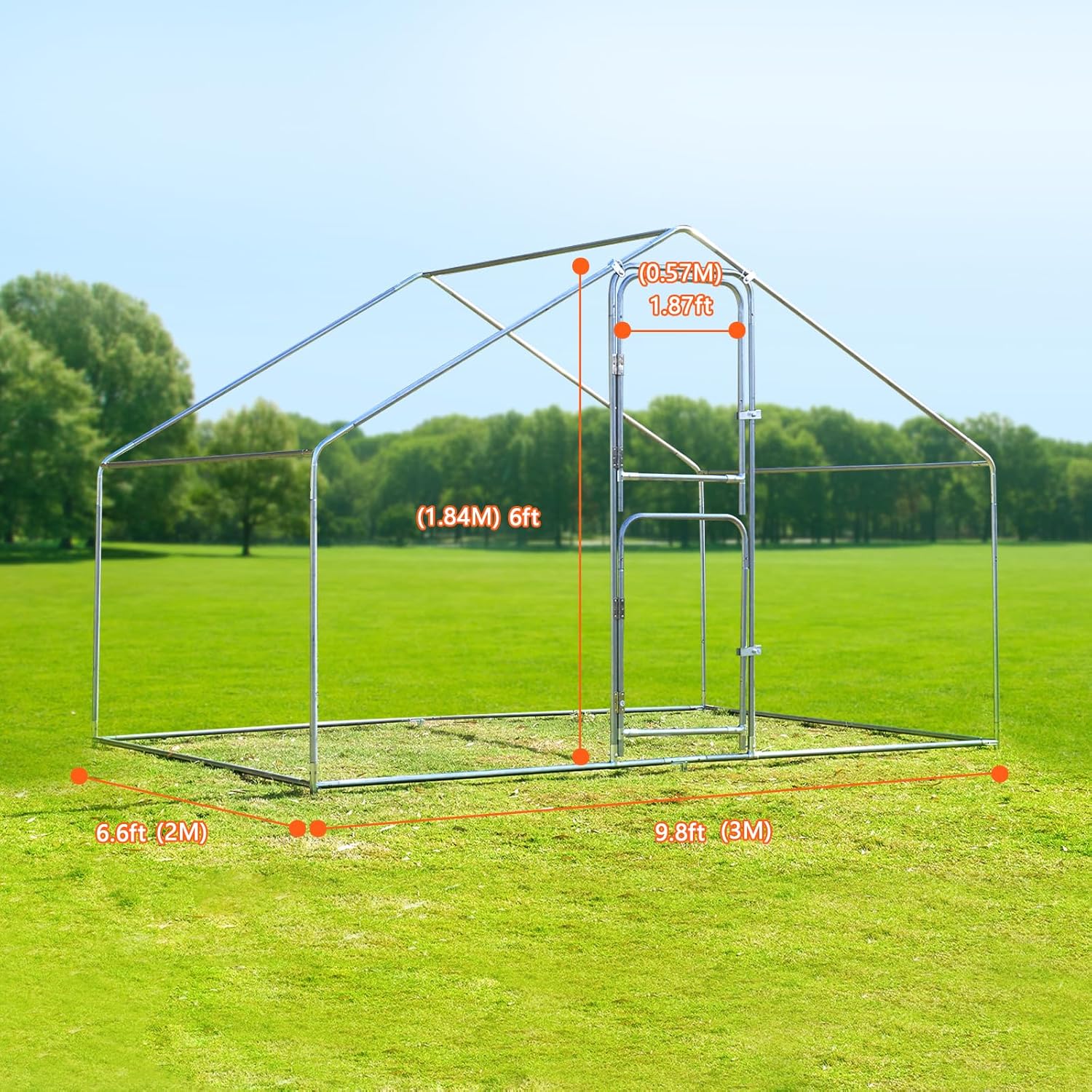 Large Metal Chicken Coop Chicken Run, Walk-in Poultry Cage Chicken Runs House, Chicken Pen with Water-Resident, Anti-UV Cover Support 15-20 Chickens, Ducks, Goose(9.8 * 6.6FT)