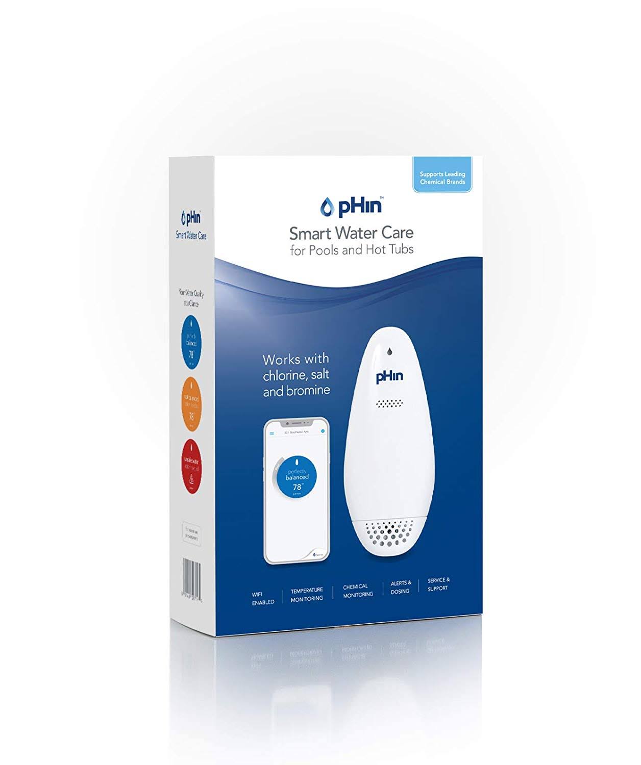 Phin Smart Water Care Monitor for Pools, Hot Tubs, Spas 24/7 Continuous Water Testing