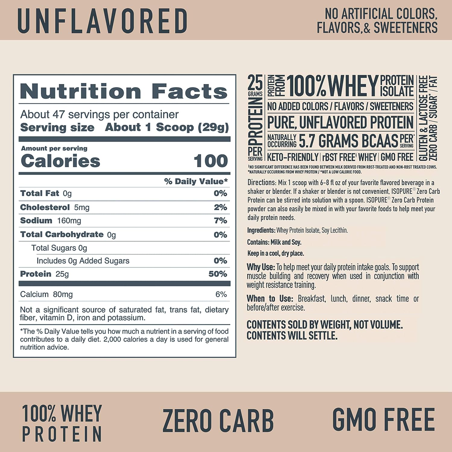 Isopure Protein Powder, Whey Protein Isolate Powder, 25g Protein, Zero Carb & Keto Friendly, No Added Colors/Flavors/Sweeteners, Flavor: Unflavored 3 Pound (Packaging May Vary) Pack of 2