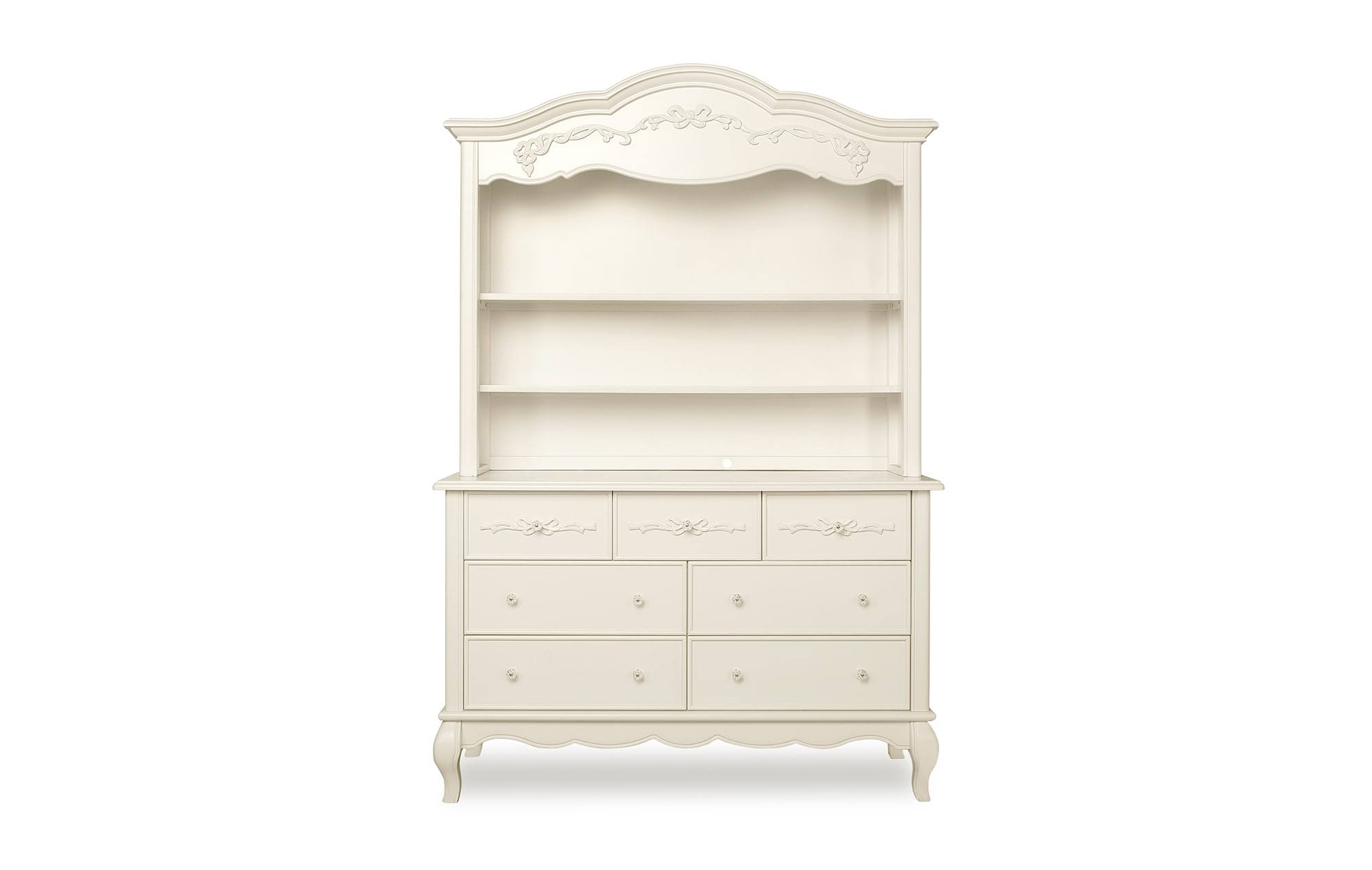 Evolur Aurora Hutch/ Bookcase in Ivory Lace