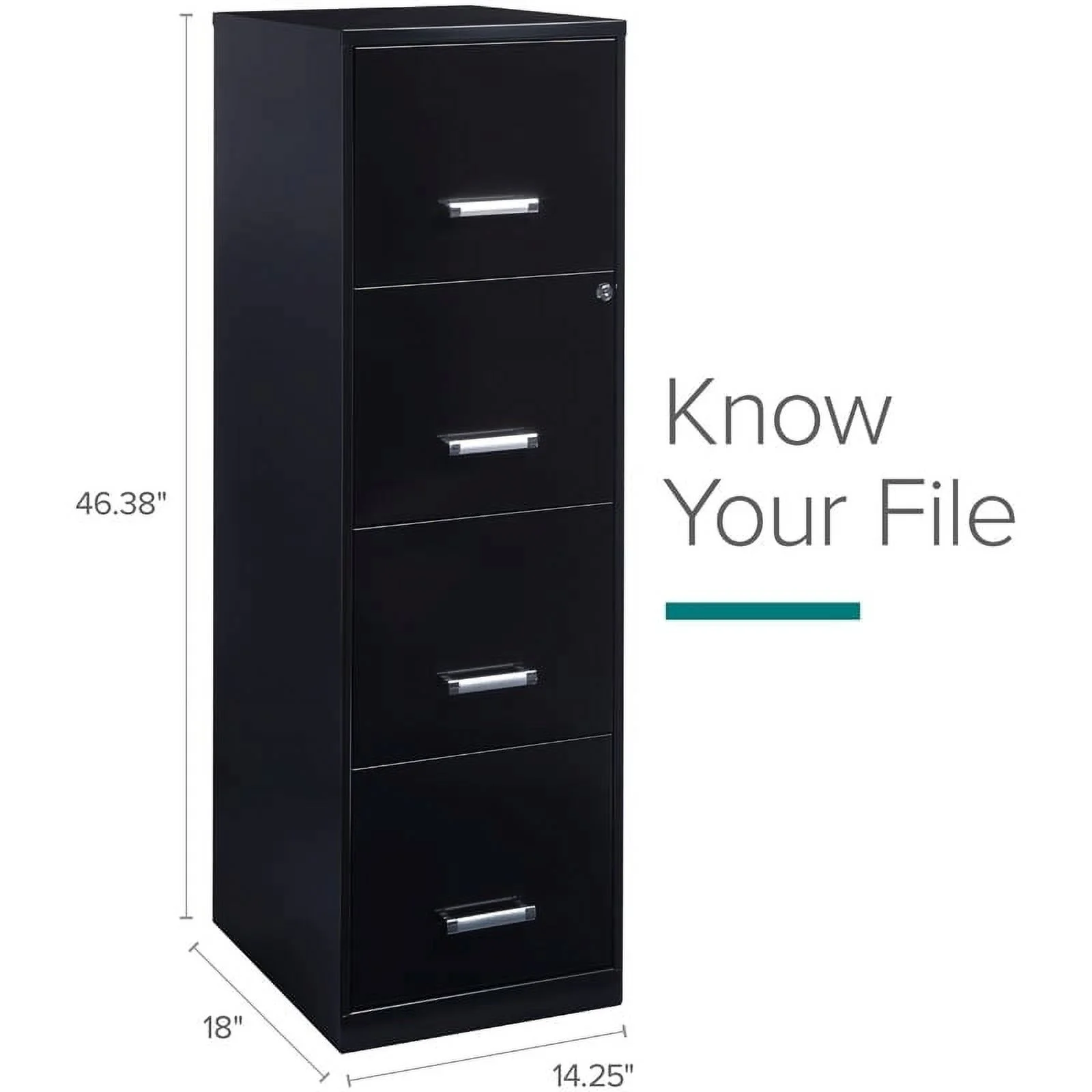 Scranton &amp; Co 18" 4 Drawer Metal Letter File Cabinet in Black