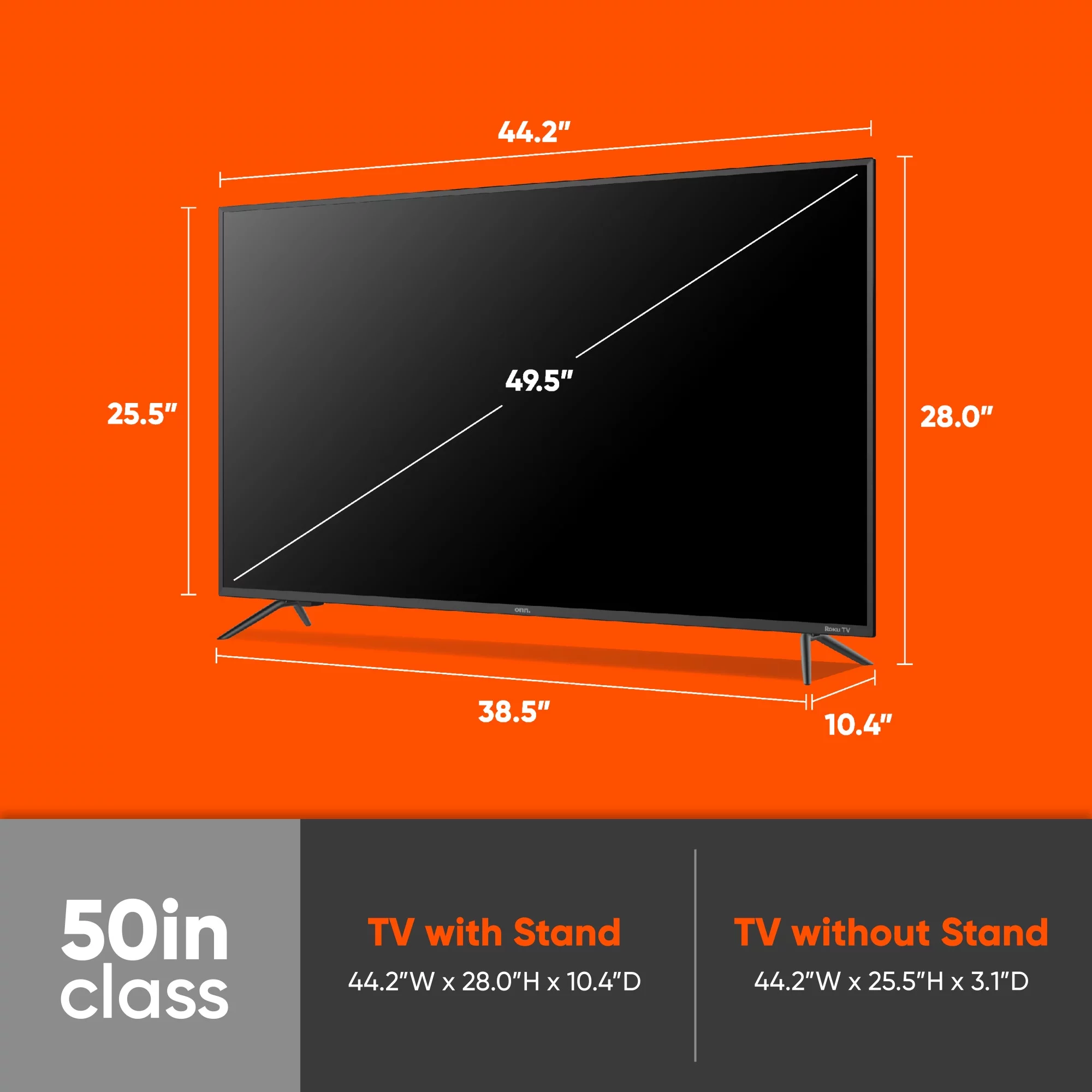 onn. 50” Class 4K UHD (2160P) LED Roku Smart TV HDR (100133204)