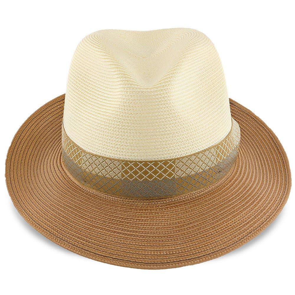 Andover - Stetson Milan Straw Fedora Hat - TSANDV - Ivory/Cognac - 7 1/2