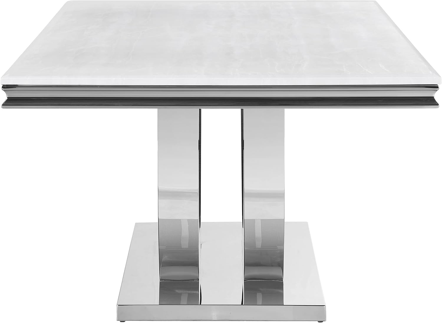 Coaster Home Furnishings Kerwin Rectangle Faux Marble Top Dining Table White and Chrome