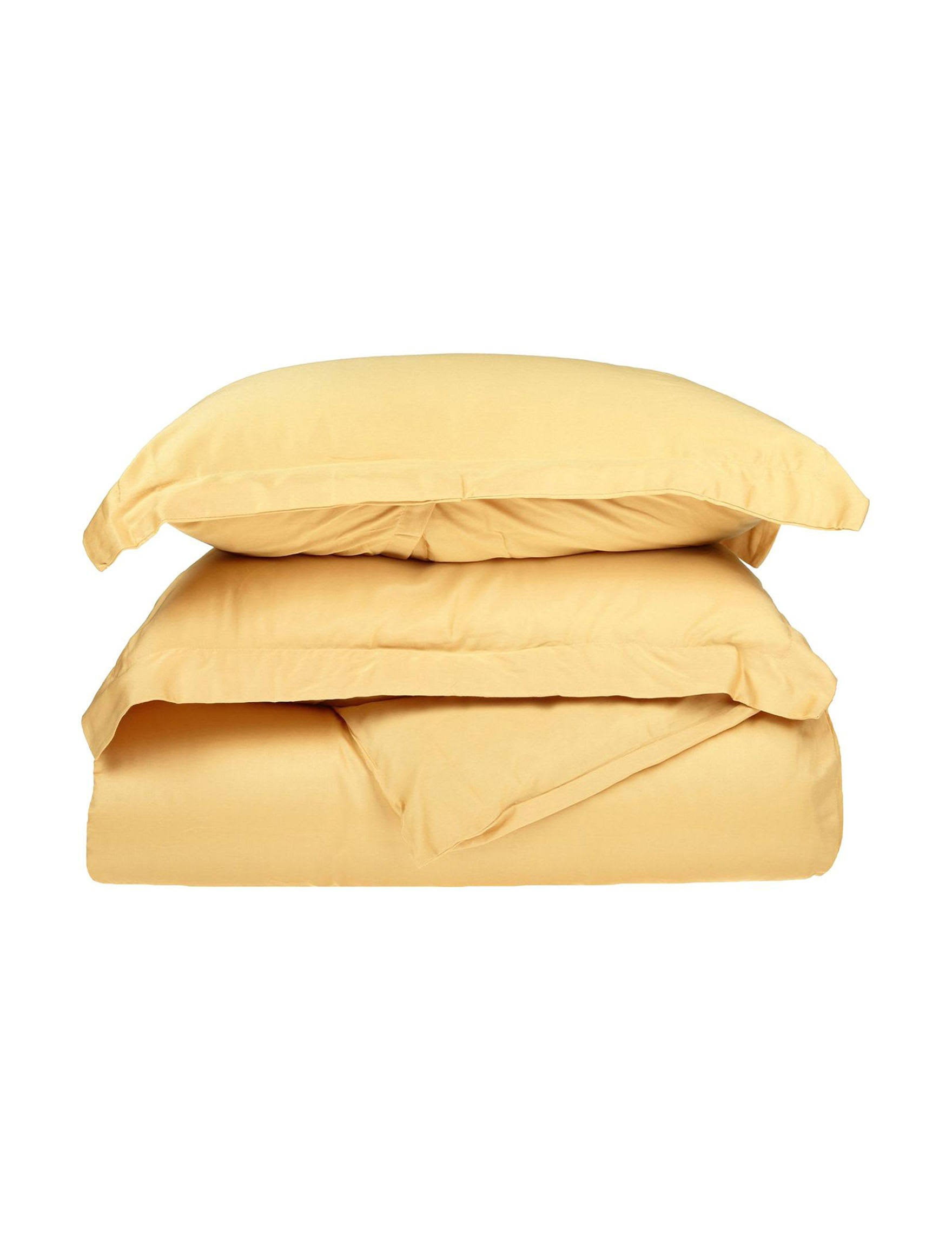 Superior 300 Thread Count Cotton Solid Duvet Cover Set Gold Other King/California King