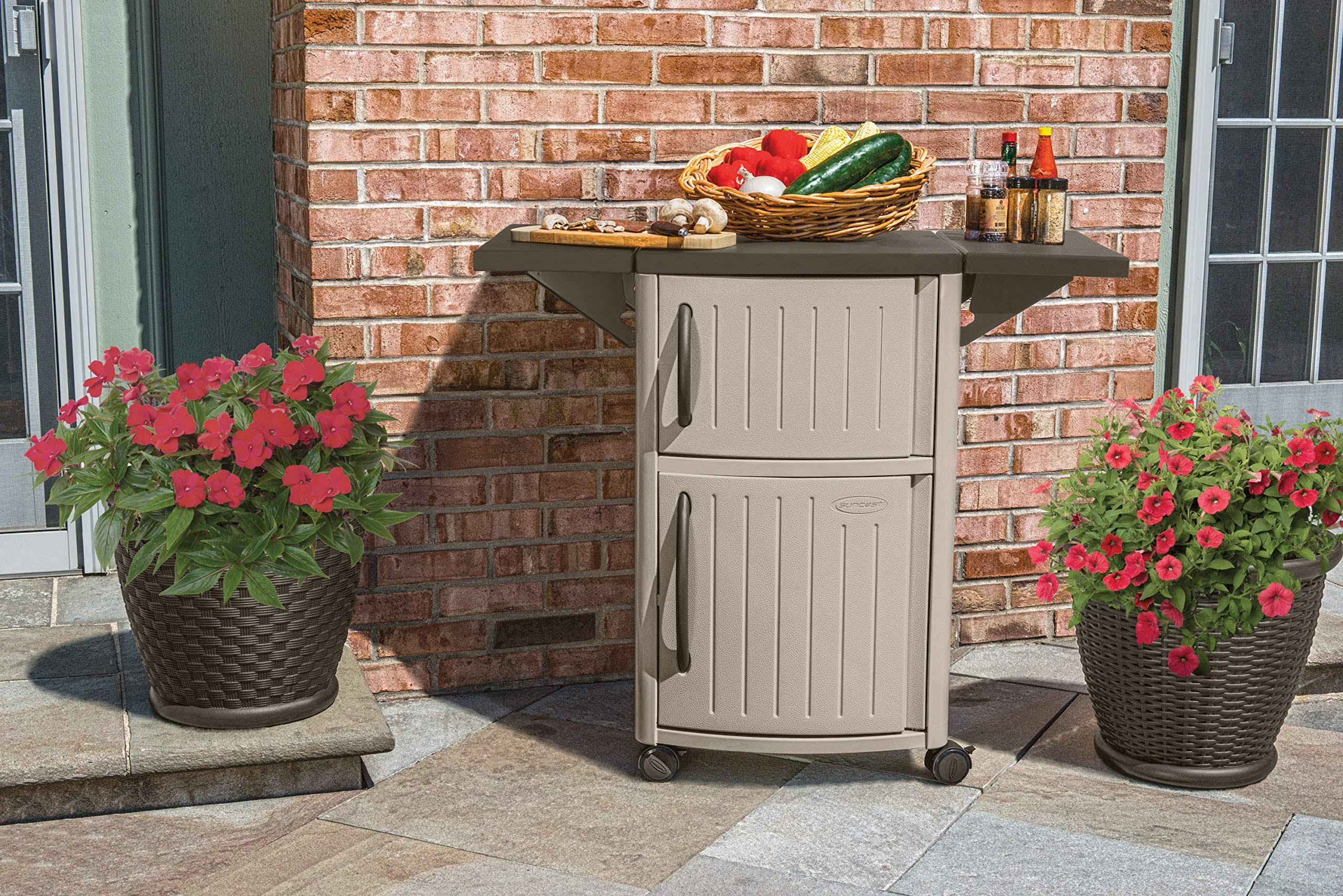 Suncast DCP2000 Outdoor Prep Station Cart, Taupe