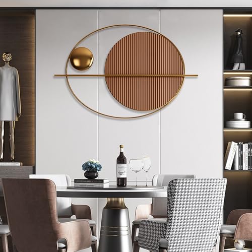 YUDACHU Metal Wall Art Gold Wall Decor for Living Room, Modern Creative Geometric Round Wall Art Decor 59" × 19.6" Large 3D Wall Accents for Bedroom, Dining Room, Wall Sculptures