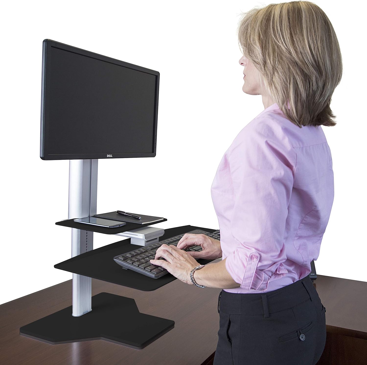 Uprite Ergo Sit2Stand Standing Desk Converter – Single Monitor Mount - Silver/Black