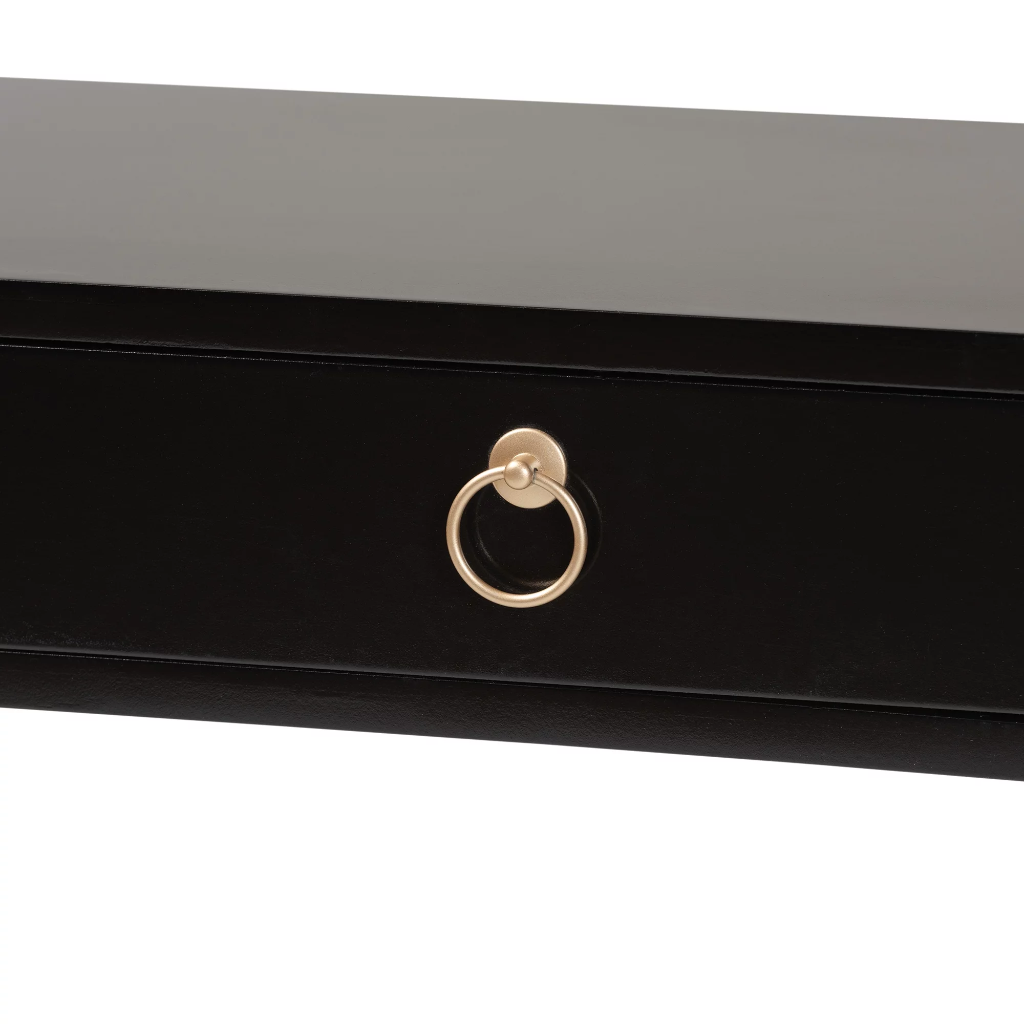 Baxton Studio Beagan Modern Wood and Metal 2 Drawer Console Table, Black/Gold