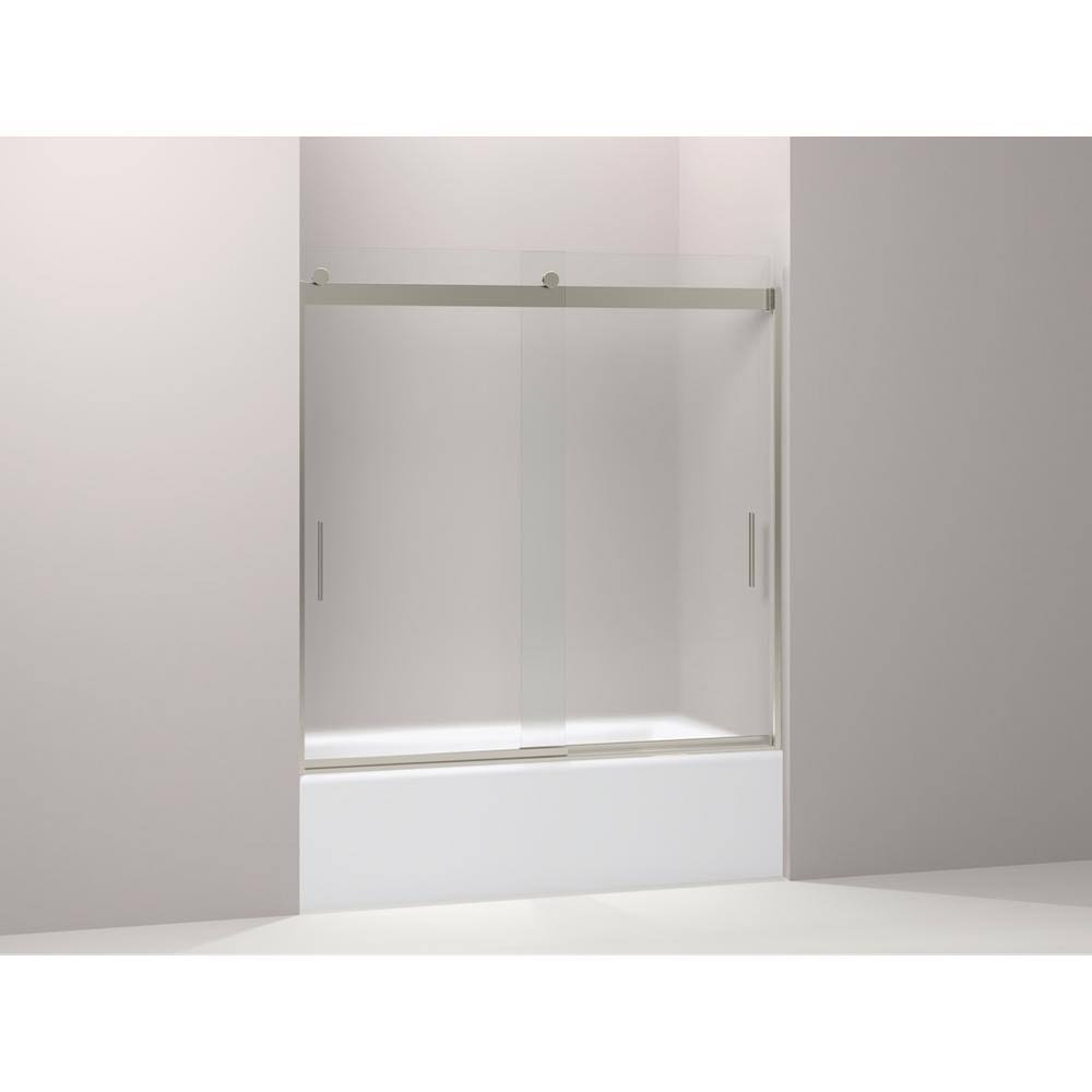 KOHLER K-706002-D3-MX Levity Frameless Sliding Bath Door with Frosted Glass, Matte Nickel