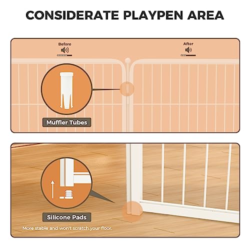 FXW Homeplus Dog Playpen Designed for Indoor Use, 40" Height for Large Dogs, White│Patented