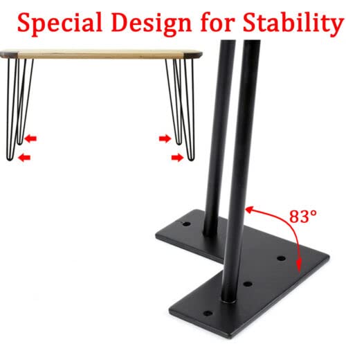 10Inch Hairpin Legs, Heavy Duty Hairpin, Metal Table Legs Home DIY Furniture Black 2-Rod Mid-Century Modern Style Legs