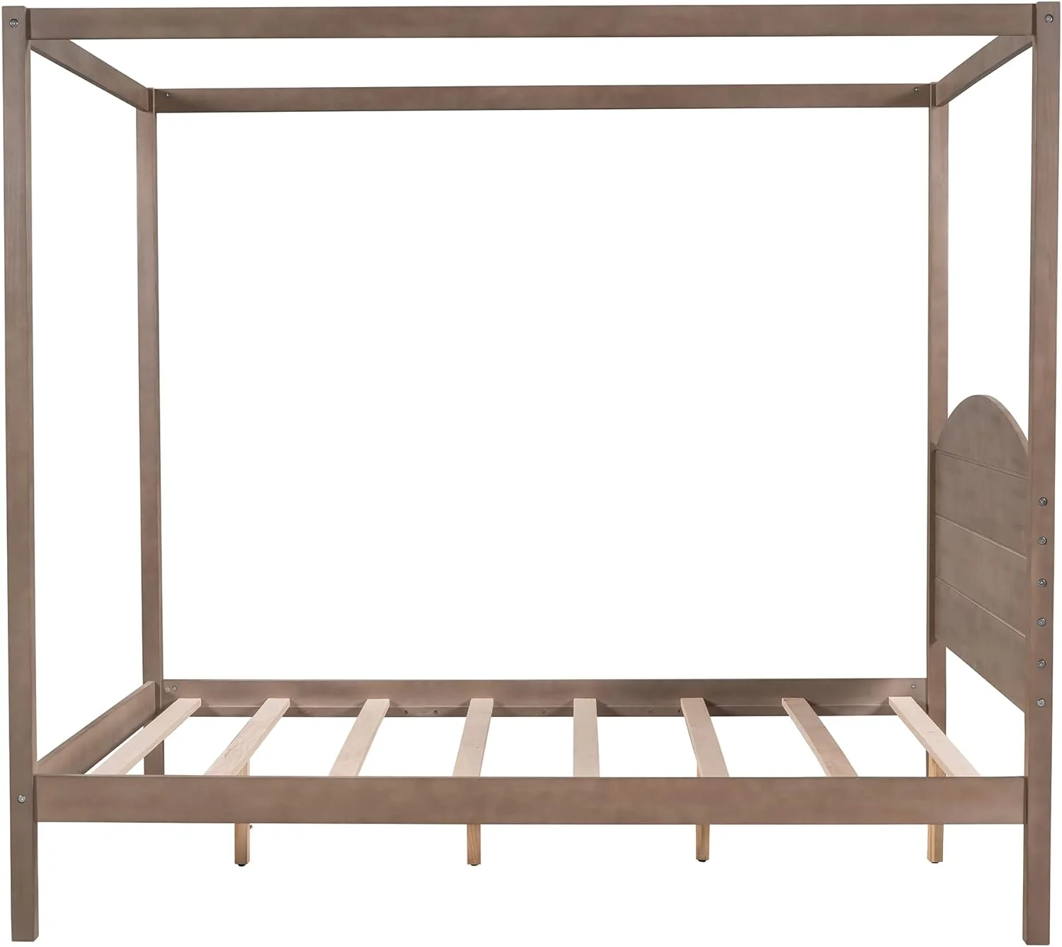 Canopy Bed Frame Full Size, 4-Post Canopy Platform Bed Frame With Headboard And Support Legs, Solid Wood Full Bed Frame For Kids Teens Adults, No Box Spring Needed (Full, Brown Wash)