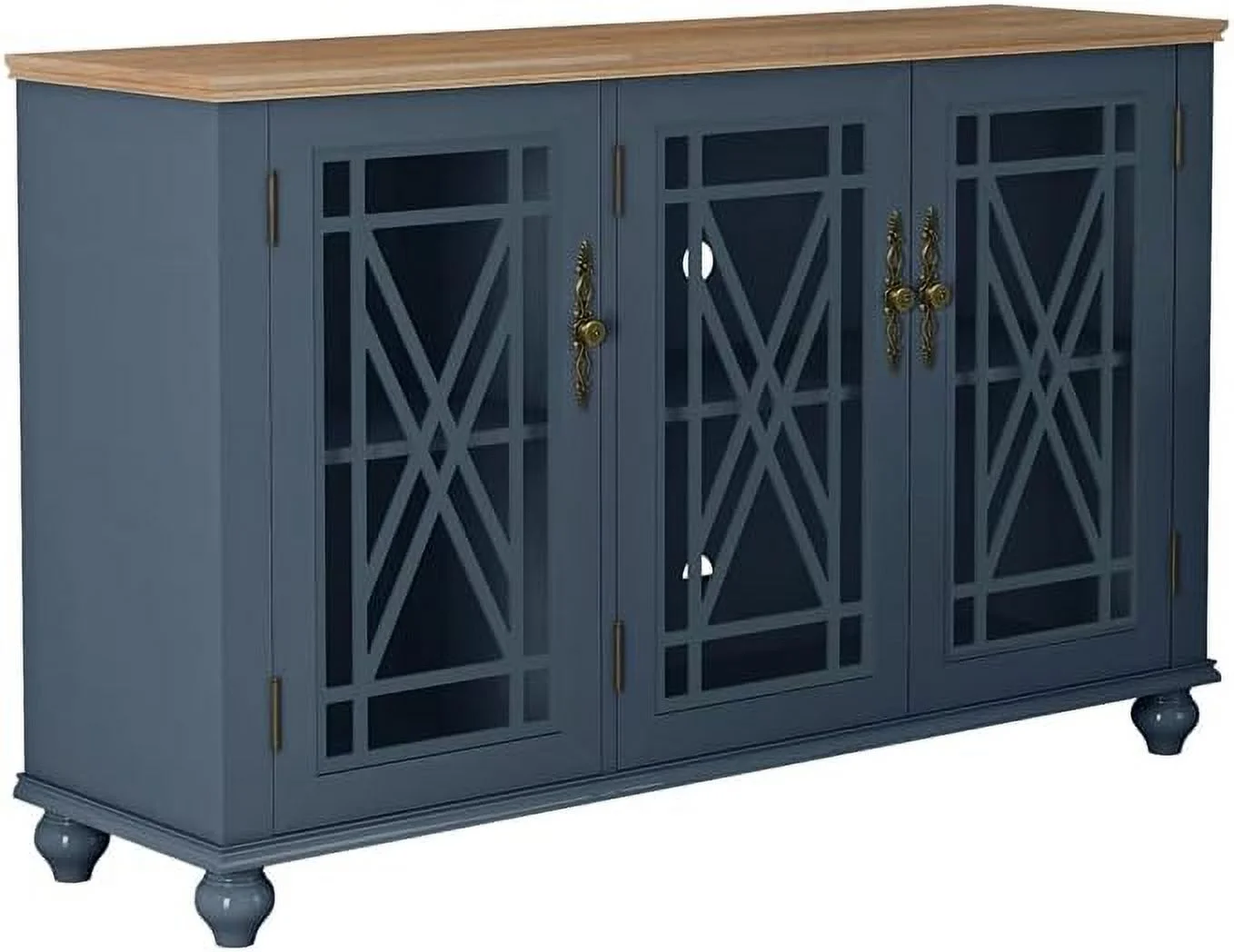 Vintage Wood Kitchen Accent Buffet Sideboard Cabinet - Navy