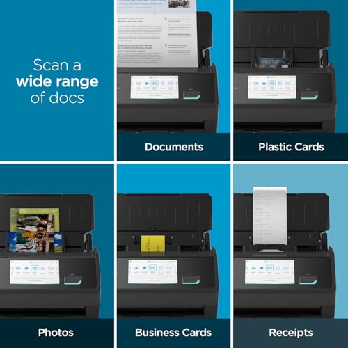 ScanSnap iX2500 Wireless or USB High-Speed Cloud Enabled Document, Photo & Receipt Scanner with Large Touchscreen and 100 Page Auto Document Feeder for Mac or PC, White