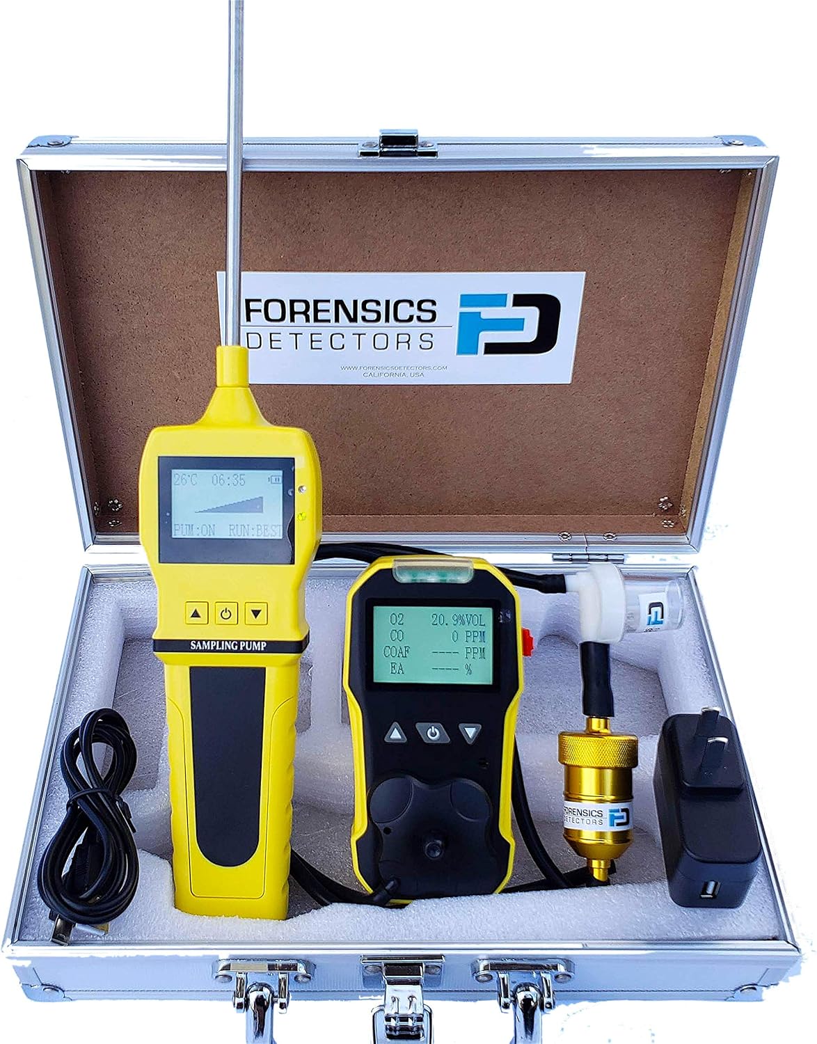 Basic Combustion Analyzer by Forensics | Flue Gas Analyzer | CO and O2 Sensor | COAF & EA | Water Trap, Particle and NOx Filters | USB Recharge | USA NIST Calibration |