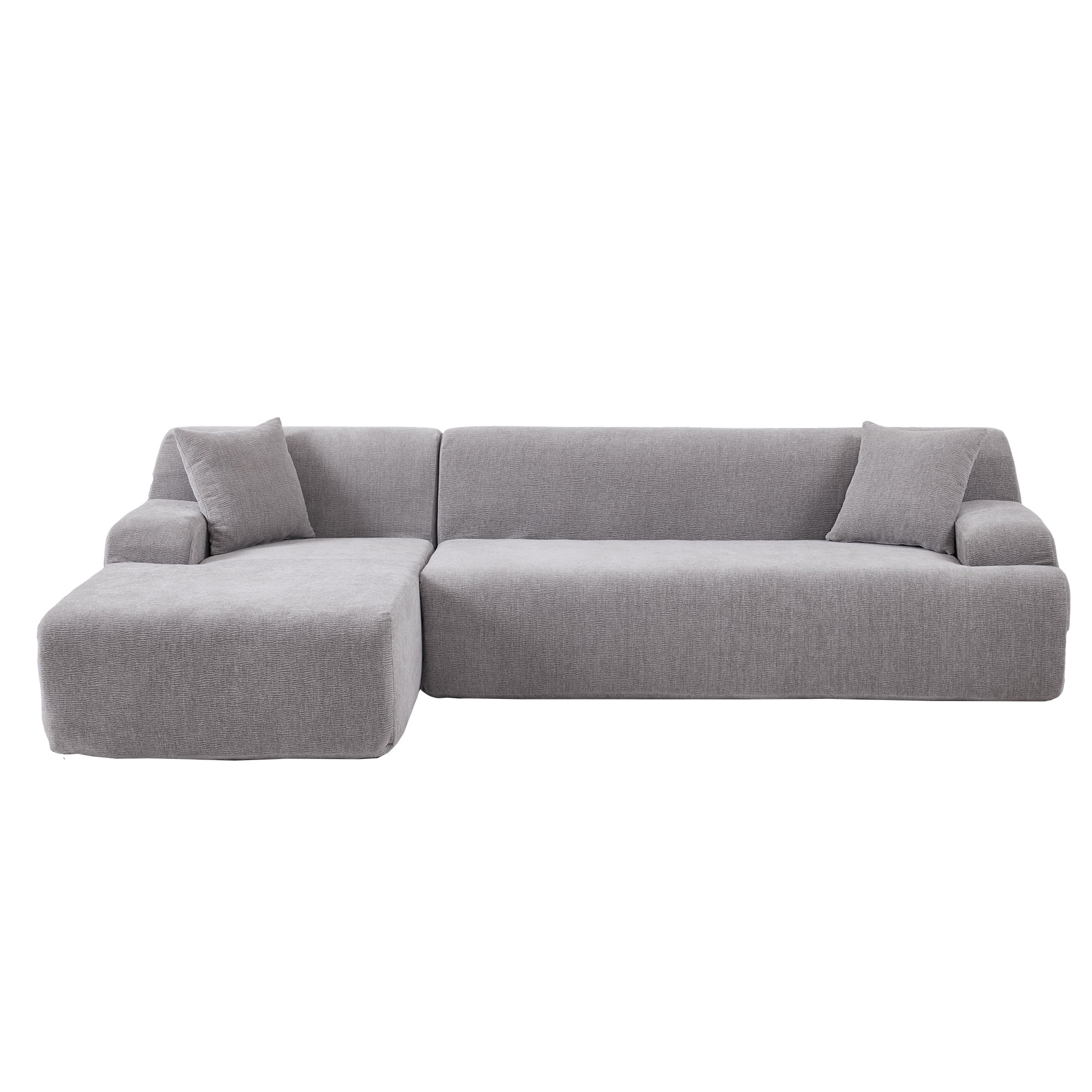 Dawn Whisper Modern Large L-Shape Modular Sectional Sofa for Living Room,  Bedroom, Salon, 2 Piece Free Combination, Simplified Style in Gray