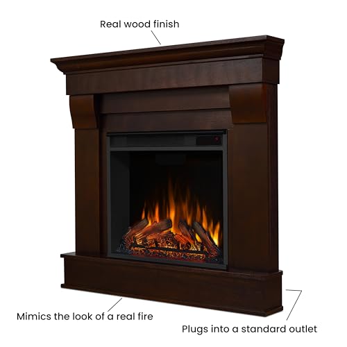 Real Flame Chateau 41" Corner Electric Fireplace with Mantel for Living Room or Bedroom, Replaceable Fireplace Insert Heater, Realistic Log and Flame Effect, Remote Control, Timer, White