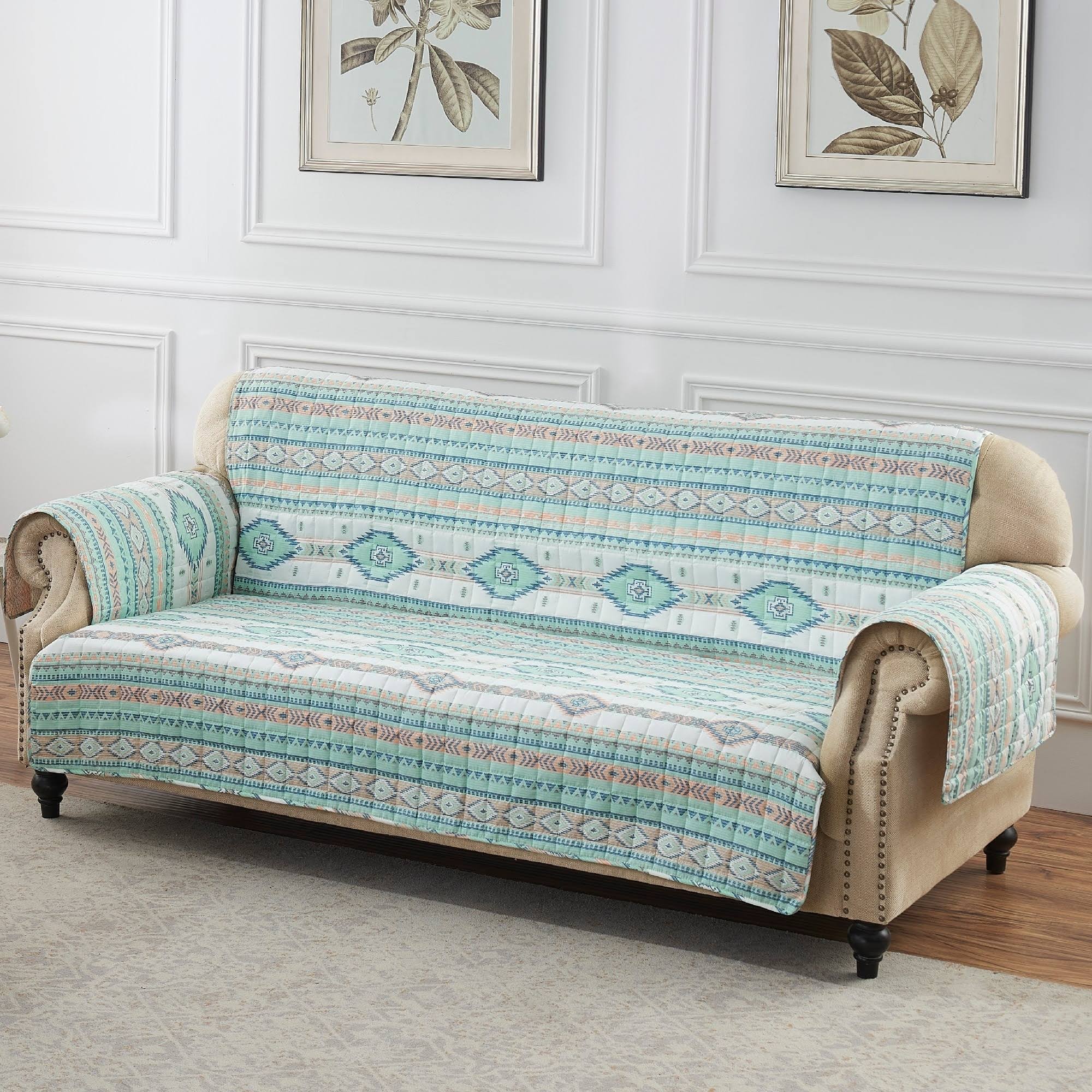 The Curated Nomad San Carlos Reversible Sofa/Couch Protector - Turquoise