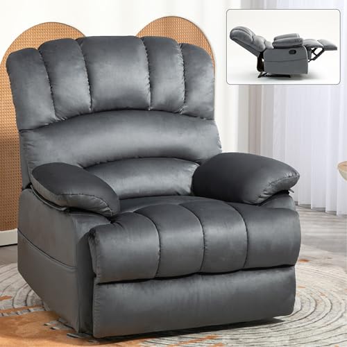 40'' Wide Manual Recliner Chair, Adjustable Angle Home Theater Seating, Oversized Fabric Sleeper Chair with Footrest, Lounge Lazy Sofa Reading Arm Chair for Living Room Lounge (Yellow)