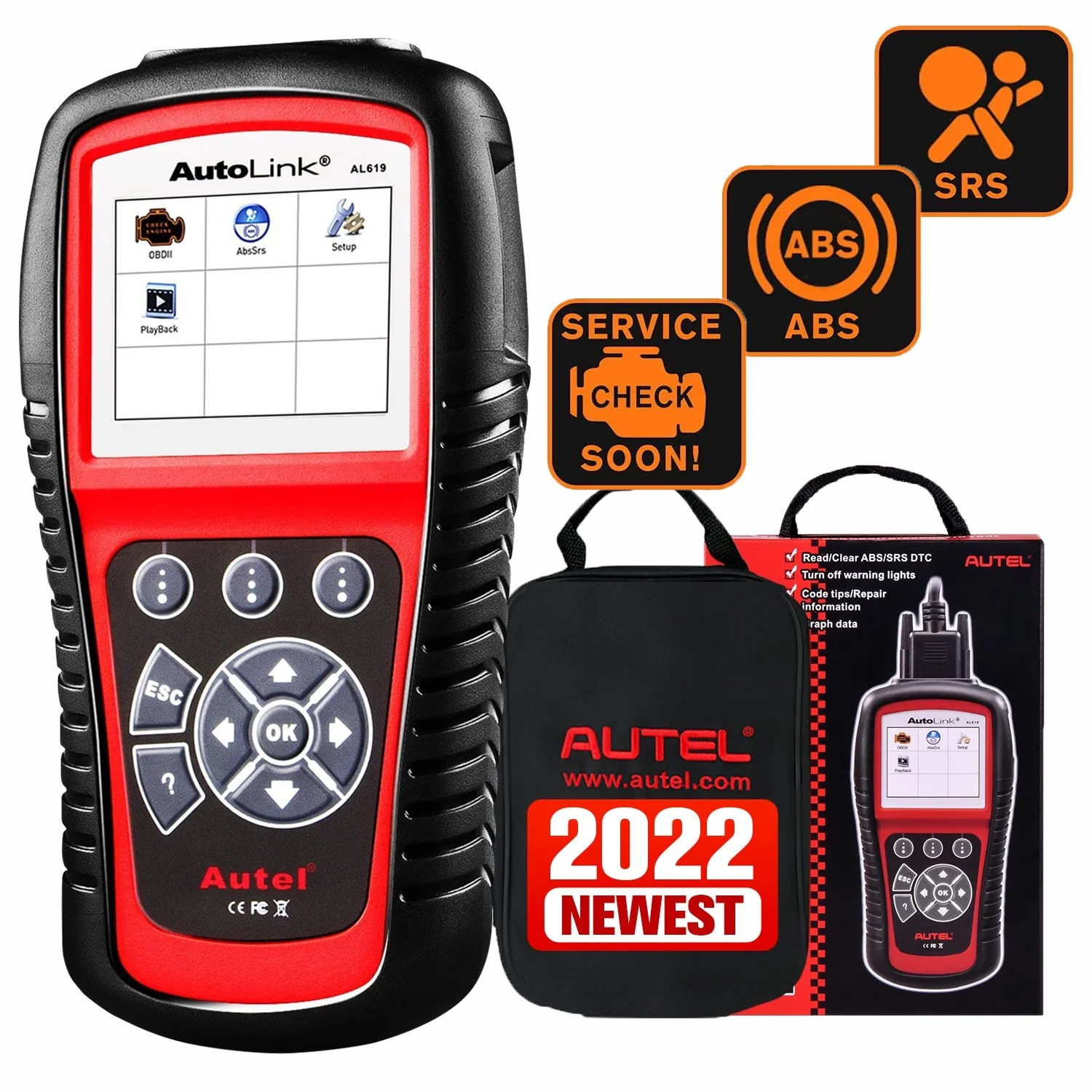Autel AutoLink AL619 OBD2 Scanner ABS & SRS Airbag Car Diagnostic Scan Tool, Advanced Ver. of AL519, ML519, AL319 Code Reader