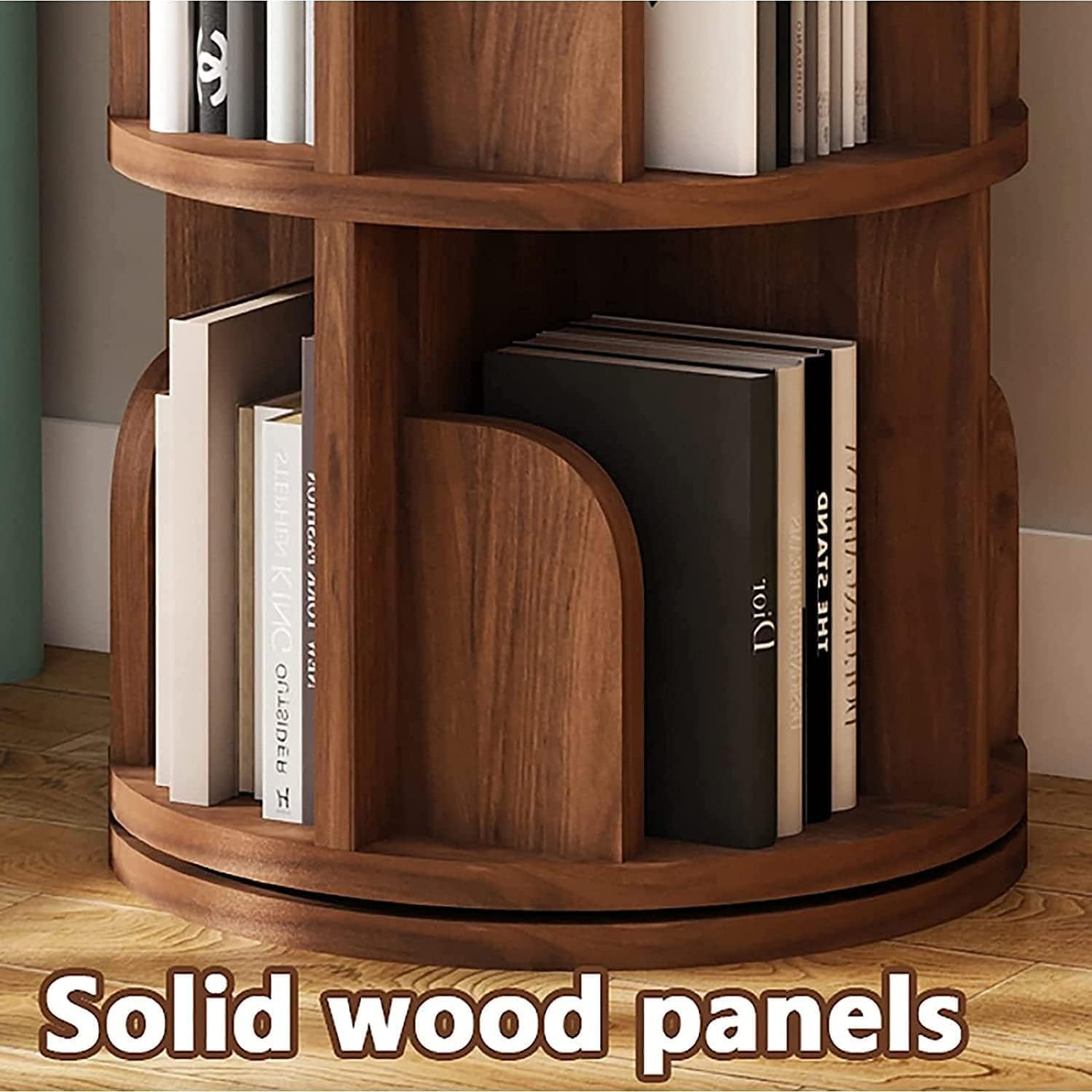 NeziH Flexible Bookcases 360 ° Solid Wood Standing Bookcase 5 Tier Book Rack Space Saving Study Room Bookshelves Perfect Furniture