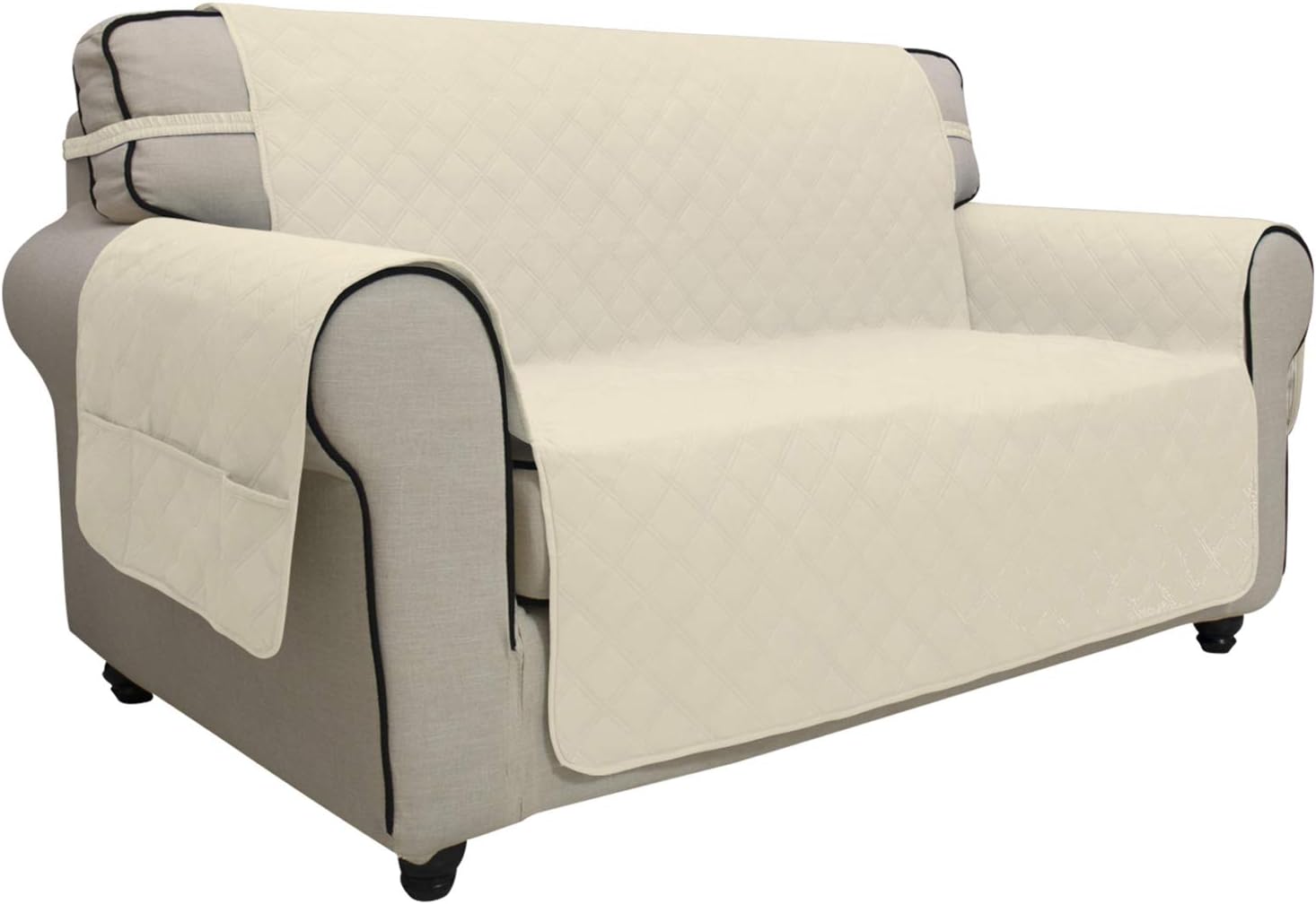 Easy-Going Sofa Slipcover Waterproof Couch Cover Non-Slip Sofa Cover for 3 Cushion Couch Seamless Whole Piece Fabric Furniture Protector for Pets Kids Children Dog Cat(Sofa, Gray)