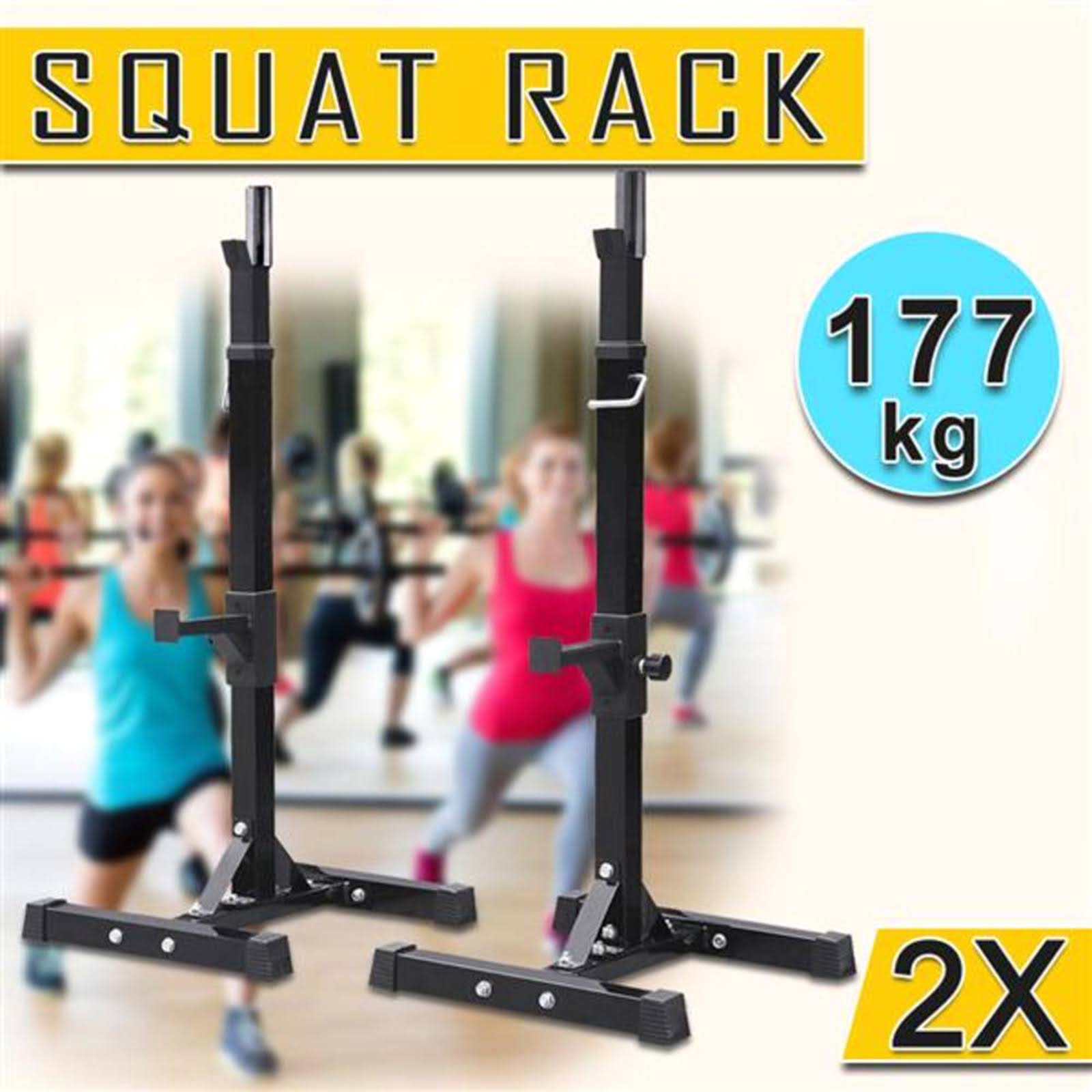 Yaheetech 2pcs Adjustable Rack Standard Solid Steel Squat Stands Barbell Free Press Bench CAMPN00048376