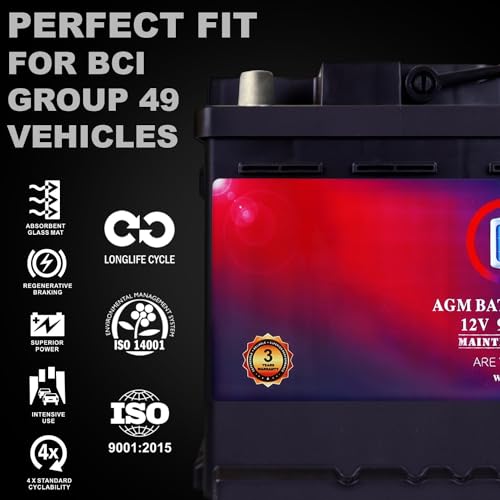 Mighty Max Battery MM-H5 Start and Stop Car BCI Group Size 47 12V 60 AH, 100RC, 680 CCA Rechargeable AGM Car Battery