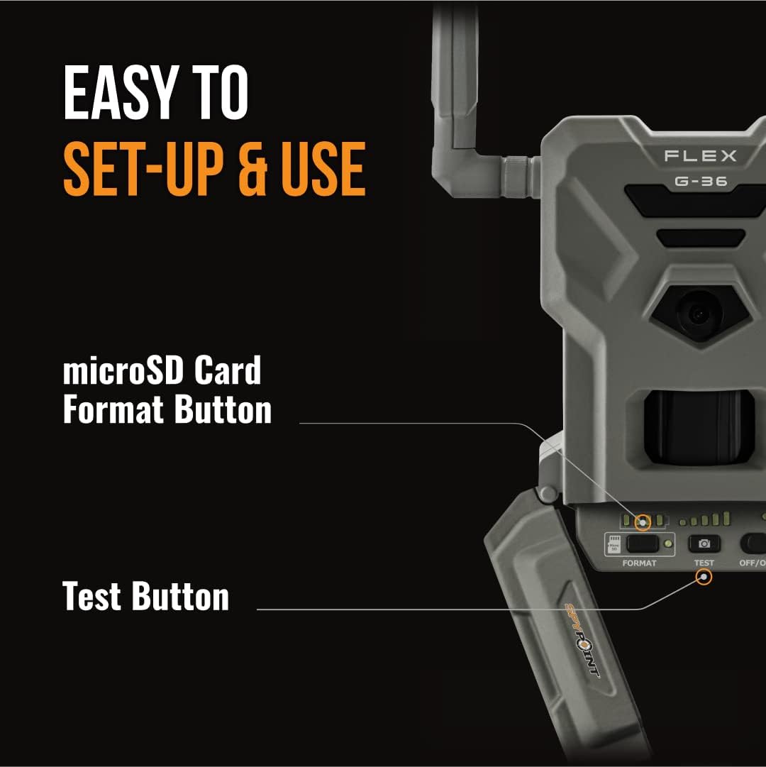 SPYPOINT Flex G-36 Cellular Trail Camera, 36MP Photos and 1080p Videos with Sound, GPS Enabled, Dual-Sim LTE Connectivity, 100' Flash & Detection Range, Responsive Trigger up to .3S (2 Pack)