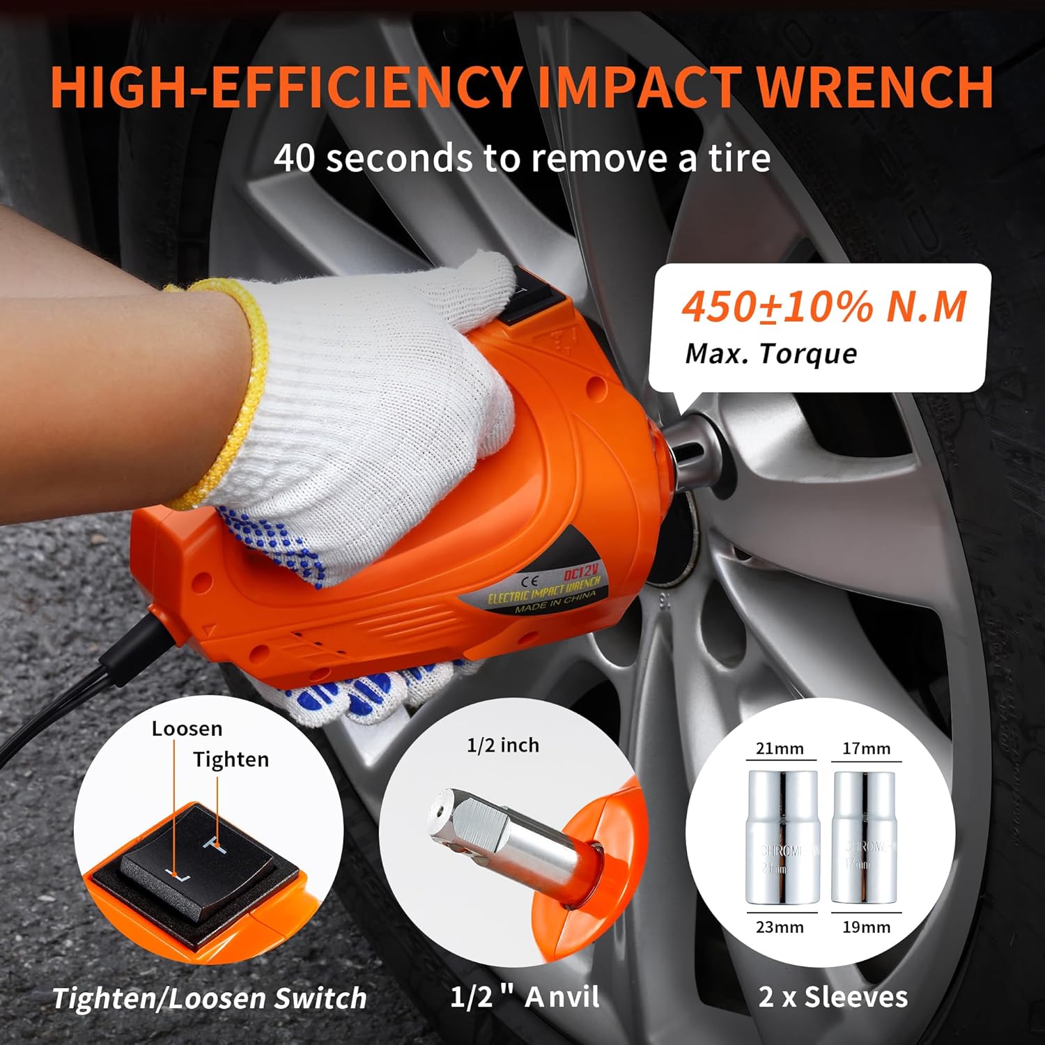 12IN1 Electric Car Jack 5 Ton - 11023 LBS Floor Jack Lift, Attachment Included Impact Wrench, Built-in Inflatable Pump, and LED Light, Garage Repair Car Tires Change for SUV MPV Sedan Truck
