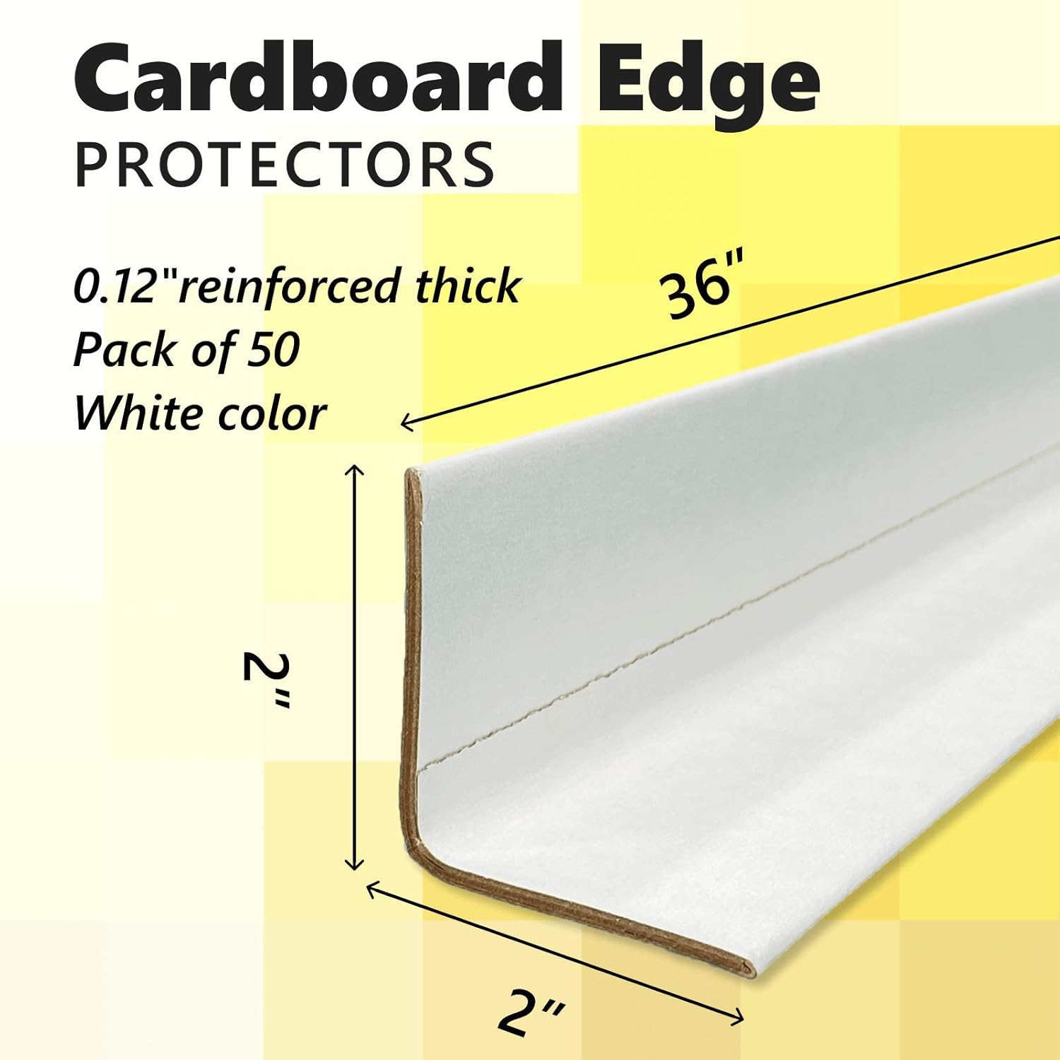 IDL Packaging Cardboard Edge Protector 2” X 2” X 36”, Pack of 50 – White Kraft Cardboard Corner Protectors for Shipping – V-Board Reinforced Pallet Edge Protector – Eliminates Shifting of Packaging Pack of 2