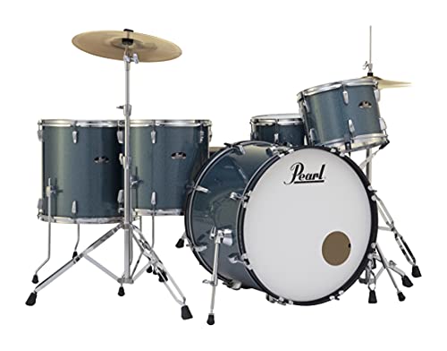 Pearl Roadshow Drum Set 4-Piece Complete Kit with Cymbals and Stands, Charcoal Metallic (RS584C/C706)