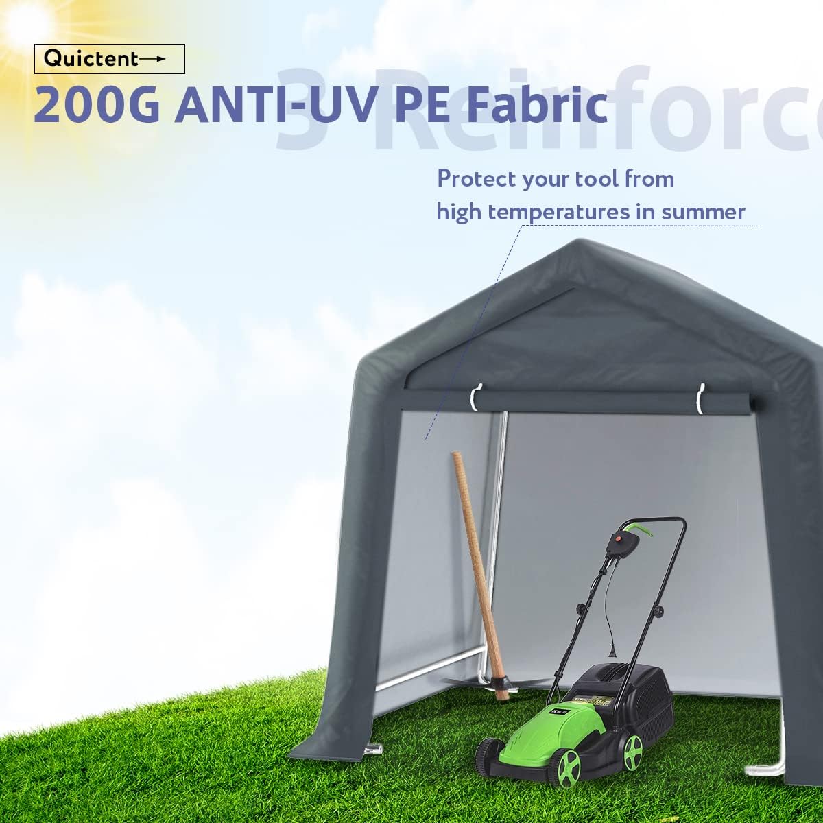 Quictent 7' x 12' Storage Shelter Storage Shed Heavy Duty Carport Outdoor Car Canopy-Grey