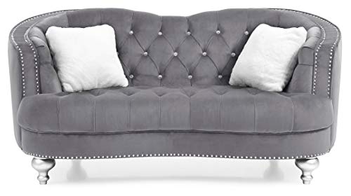 Glory Furniture Jewel Velvet Loveseat in Gray