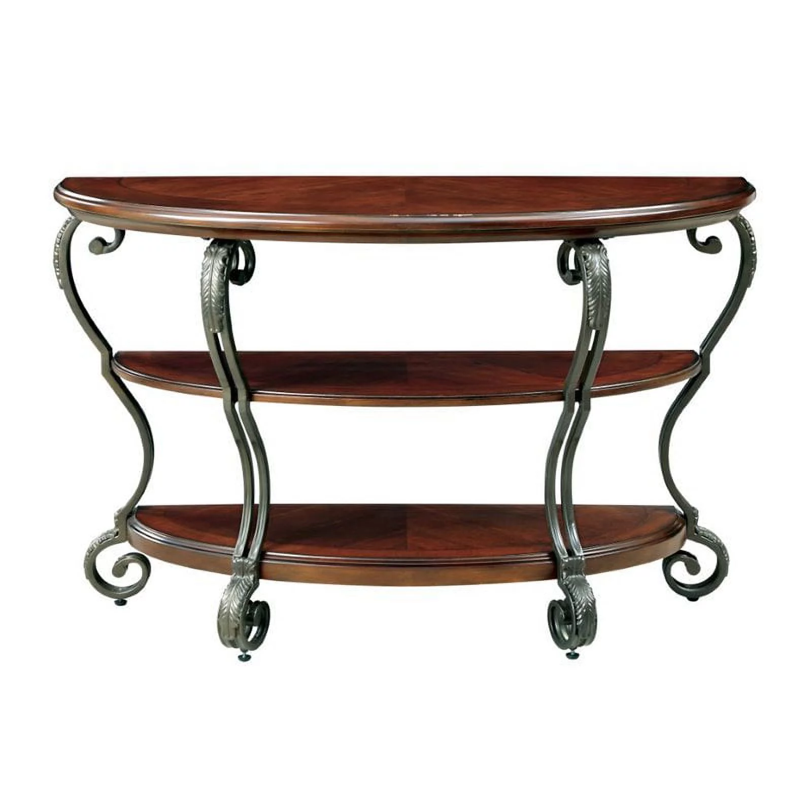 Furniture of America Azea Traditional Wood 2-Shelf Console Table Brown Cherry