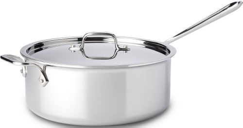 All-Clad D3 3-Ply Stainless Steel Saute Pan 6 Quart Induction Oven Broiler Safe 600F Pots and Pans, Cookware Silver