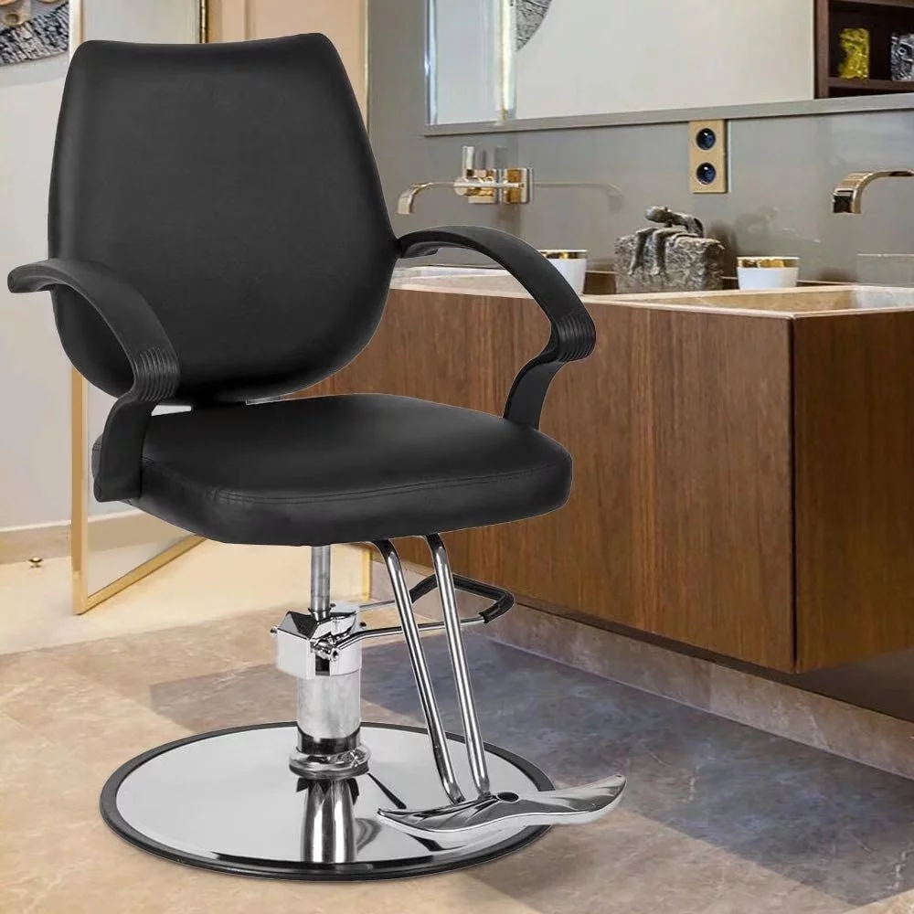 Dkeli Hair Styling Chair Barber Chair Salon Chairs for Hair Stylist Hydraulic Chair 360° Rolling Swivel Styling Chair with Footrest for Hair Stylist, Black