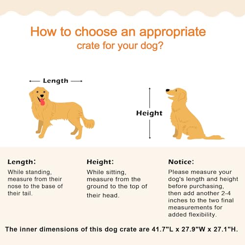 48" Heavy Duty Dog Crate Furniture for Extra Large Dogs, Enclosed Design with 0.5 inch Holes, Indestructible Metal Kennel for High Anxiety Dogs, Chew Proof Pet Cage House Indoor, Brown
