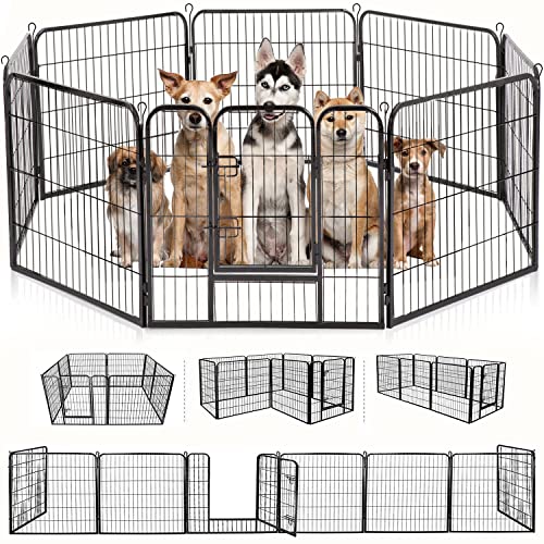 BestPet Dog Playpen Indoor 40 inch 16 Panels Metal Dog Pen Pet Dog Fence Outdoor Exercise Pen with Doors,Pet Puppy Playpen for RV Camping Yard, Black