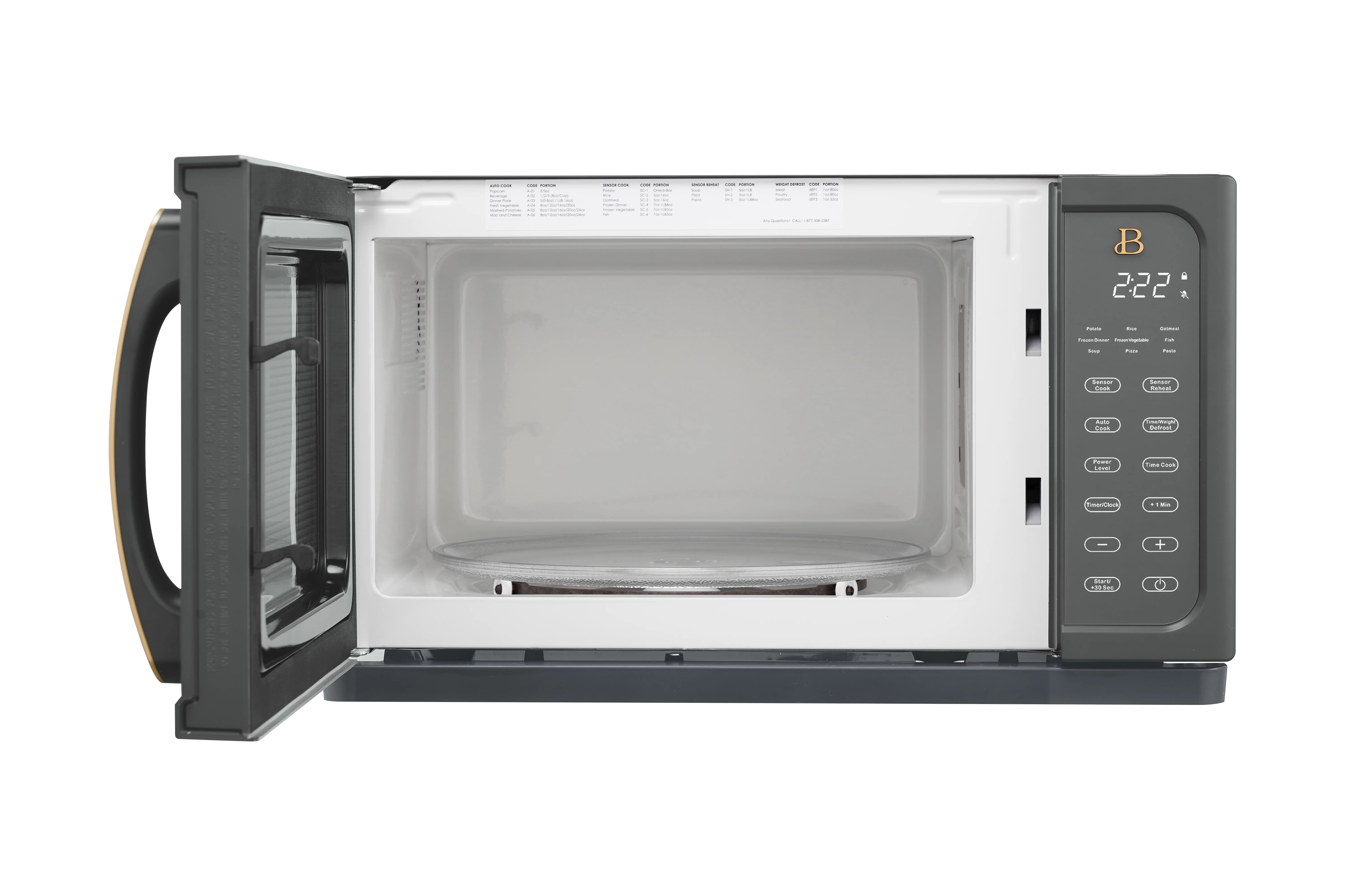 Beautiful 1.1 Cu ft 1000 Watt, Sensor Microwave Oven, White Icing by Drew Barrymore, New