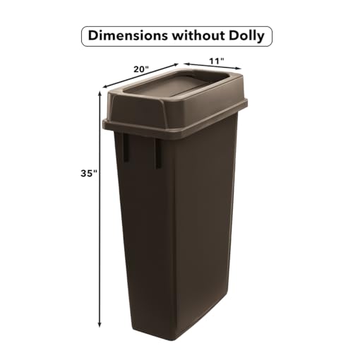 23 Gallon Trash Can with Wheels and Lid, Wheeled Trash Can, Rolling Trash Can, Trash Can with Dolly, Garbage Can with Wheels [Grey]