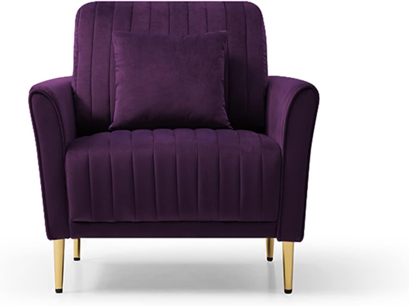 CHARMMA Modern Soft Velvet Accent Chair Living Room Chair Bedroom Chair Home Chair with Gold Legs, Purple